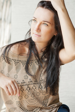 Portrait of a young pretty  womanの写真素材