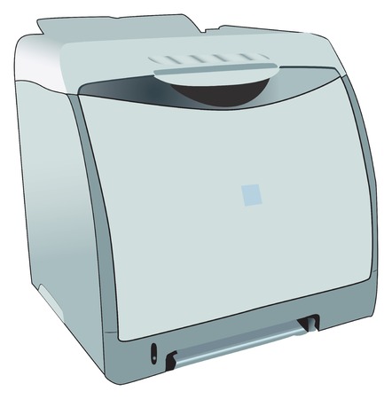  Desk laser printer, fully vectorized, photo-realistic view.のイラスト素材