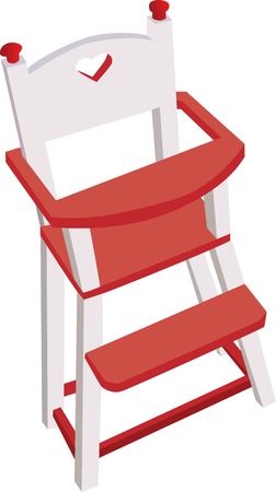 Vectorized wooden high chair, children safe chair with a heart in vectorのイラスト素材