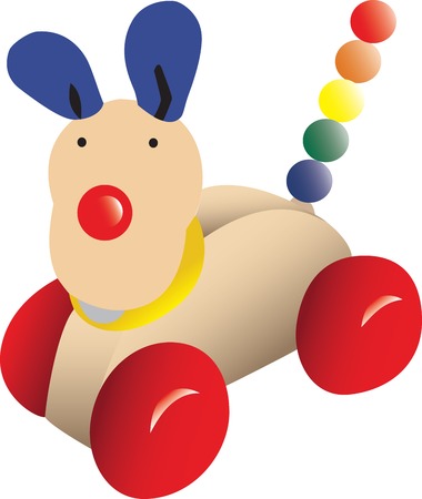Vector illustration of traditional toy push-along dog, isolated on white background.のイラスト素材