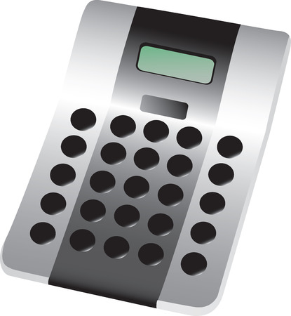 Three dimensional illustration of modern electronic calculator, isolated on white background.のイラスト素材