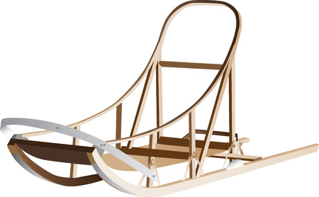 A 3D illustration of a wooden dog sleigh, isolated on white background.のイラスト素材