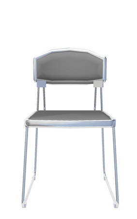 Modern simple grey metallic chair, isolated against a white background.の写真素材