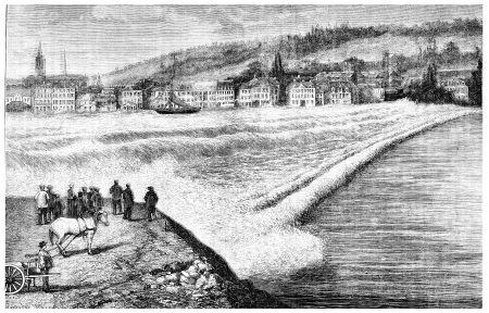The bar of the Seine, vintage engraved illustration. Magasin Pittoresque 1875.の写真素材