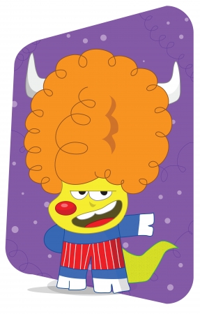 Dog with pig hand alien disco retro monsterのイラスト素材