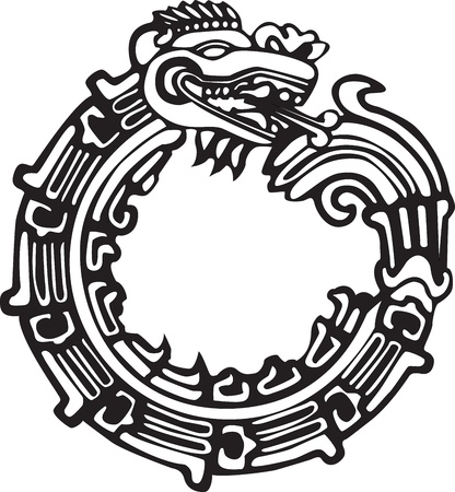 Aztec Maya or Chinese dragon, vector, great for tattoo  Can be fully personalized and colored のイラスト素材