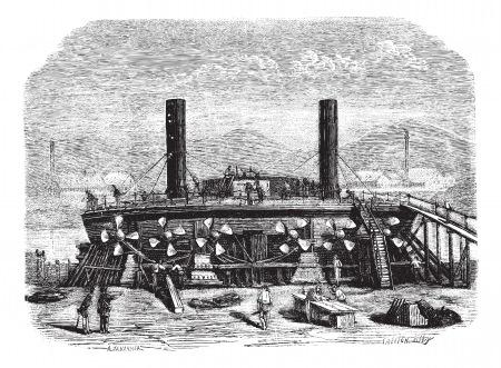 The Popovkas view from the back, New Russian coast guard, Drawing Jahandier, vintage engraved illustration. Magasin Pittoresque 1874.  のイラスト素材