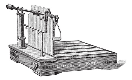 Old engraved illustration of Steelyard balance or steelyard isolated on a white background. Industrial encyclopedia E.-O. Lami - 1875.  のイラスト素材