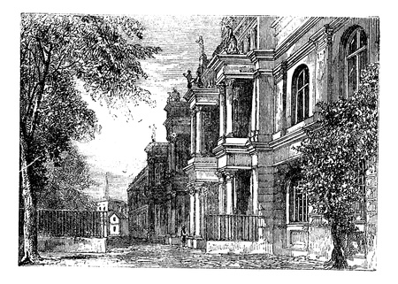 University of Bonn, Bonn, Germany vintage engraving. Old engraved illustration of University of Bonn, Germany, 1890s のイラスト素材