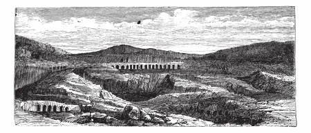 Catacombs or Ossuary or Sepulcher,Thebes, Egypt  vintage engraving. Old engraved illustration of catacombs,1890s.のイラスト素材