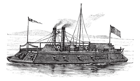 USS Baron DeKalb, vintage engraved illustration. Trousset encyclopedia (1886 - 1891).のイラスト素材