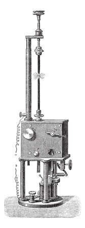 Foucault & Dubosc Electromagnetic Regulator, vintage engraved illustration. Trousset encyclopedia...