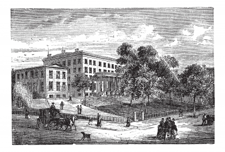 Columbia University in Manhattan, New York City, USA, vintage engraved illustration. Trousset encyclopedia (1886 - 1891).のイラスト素材