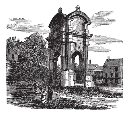 Plymouth, in Massachusetts, USA, vintage engraved illustration. Trousset encyclopedia (1886 - 1891).のイラスト素材
