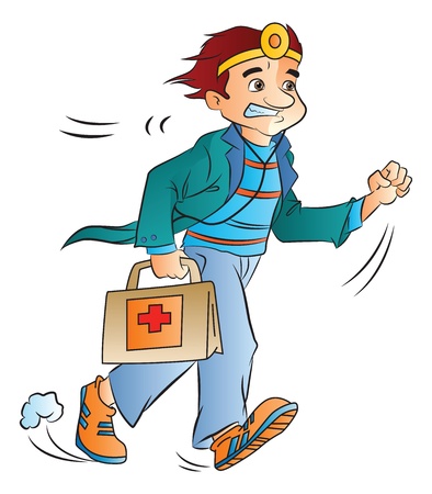 Doctor On-call with Medical Bag, vector illustrationのイラスト素材