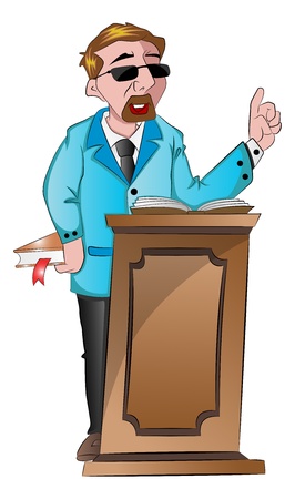 Man Speaking Behind a Podium, vector illustrationのイラスト素材