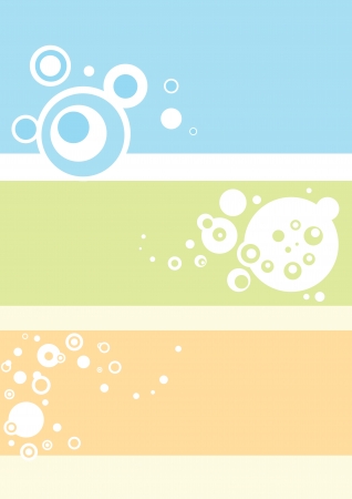 Circles and bubbles in blue green and yellow, abstract, vector illustrationのイラスト素材