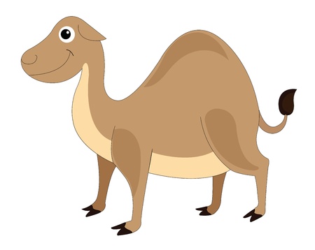 Cute brown smiling camel with one hump, vector illustrationのイラスト素材