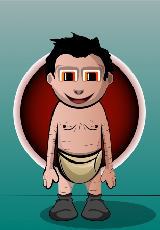 Smiling dude in diapers, vector illustrationのイラスト素材