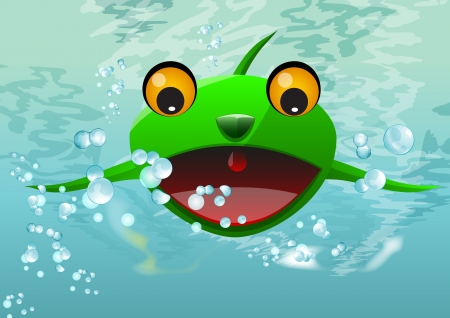 Frog Thing, Alien Water Creature, Monster, Green, vector illustrationのイラスト素材