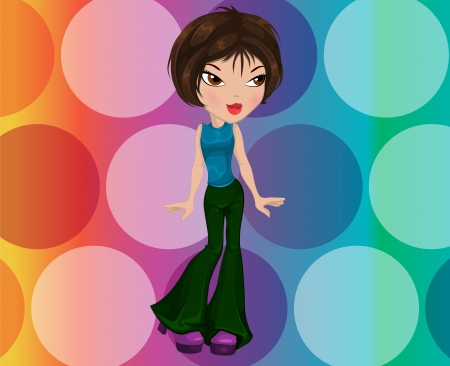 Party Girl Short Brown Hair Fashionable Vector