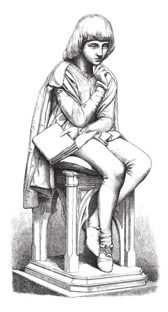 Pico della Mirandola, sculpture Villa, vintage engraved illustration. Magasin Pittoresque 1875.のイラスト素材