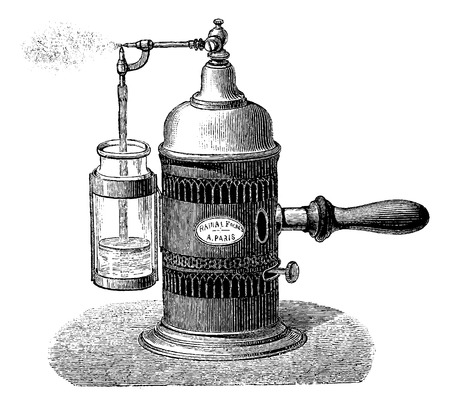 Sprayer, vintage engraved illustration. Usual Medicine Dictionary by Dr Labarthe - 1885のイラスト素材