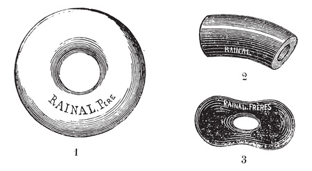 Pessary porcelain, vintage engraved illustration. Usual Medicine Dictionary - Paul Labarthe - 1885.のイラスト素材