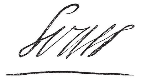 Signature of Louis XIV or Louis the Great or Sun King, King of France (1638-1715), vintage engraved illustration. Dictionary of words and things - Larive and Fleury - 1895.のイラスト素材
