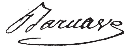 Signature of Antoine Pierre Joseph Marie Barnave (1761-1793), vintage engraved illustration. Dictionary of words and things - Larive and Fleury - 1895.のイラスト素材