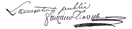 Signature of Antoine Quentin Fouquier de Tinville (1747-1795), vintage engraved illustration. Dictionary of words and things - Larive and Fleury - 1895.のイラスト素材