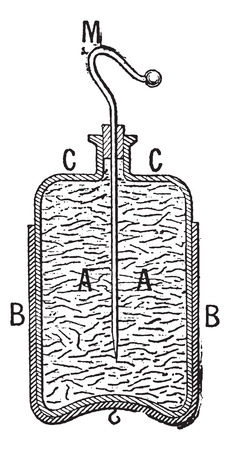 Leyden Jar, vintage engraved illustration. Dictionary of Words and Things - Larive and Fleury - 1895のイラスト素材
