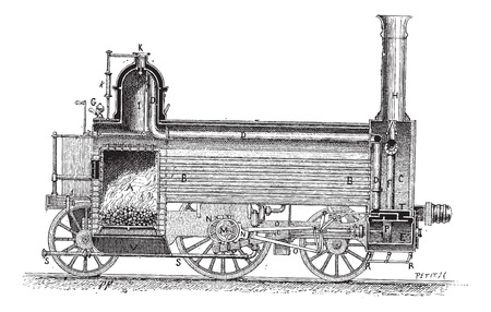 Steam Locomotive (longitudinal cross-section), vintage engraved illustration. Dictionary of Words and Things - Larive and Fleury - 1895のイラスト素材