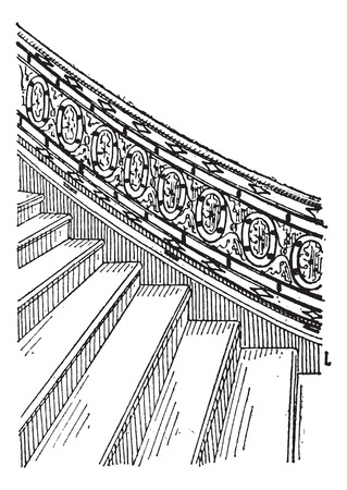 Stone Staircase made of Silt, vintage engraved illustration. Dictionary of Words and Things - Larive and Fleury - 1895のイラスト素材