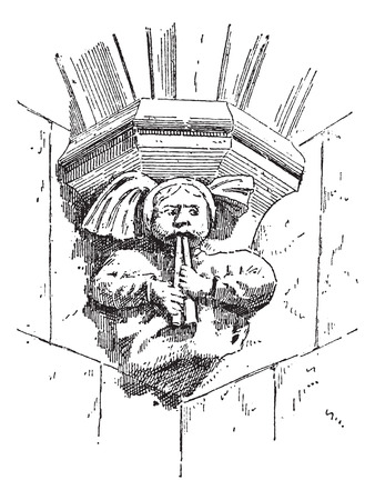 Grotesque Figure, at the St. Sergius Orthodox Theological Institute, in Paris, France, during the 15th Century, vintage engraved illustration. Dictionary of Words and Things - Larive and Fleury - 1895のイラスト素材
