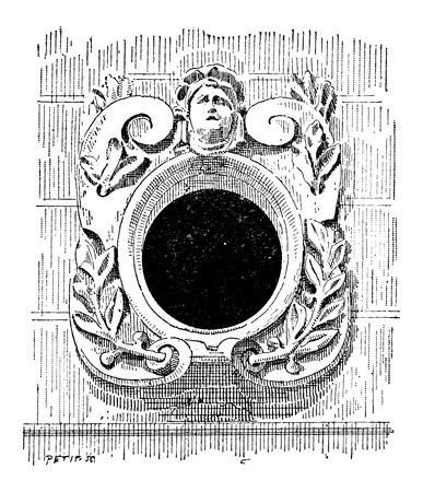 Bull's Eye, during the 16th century, in Architecture, vintage engraved illustration. Dictionary of Words and Things - Larive and Fleury - 1895のイラスト素材