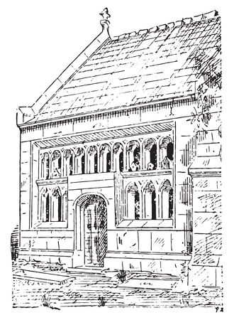 Ossuary, vintage engraved illustration. Dictionary of words and things - Larive and Fleury - 1895.のイラスト素材