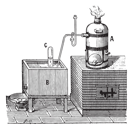 Oxygen, vintage engraved illustration. Dictionary of words and things - Larive and Fleury - 1895.のイラスト素材