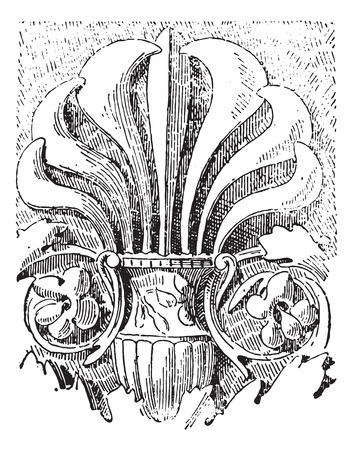 Palmette at Temple of Vesta in Rome, vintage engraved illustration. Dictionary of words and things - Larive and Fleury - 1895.のイラスト素材