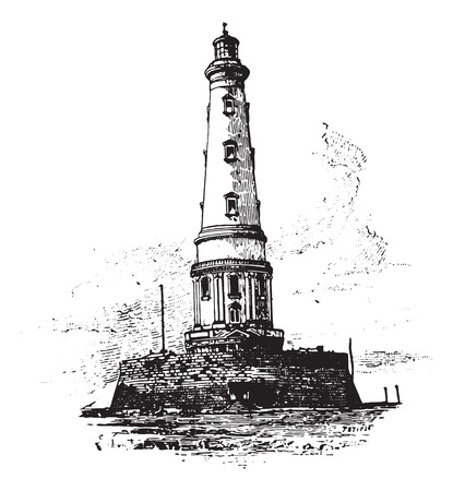 Lighthouse of Cordouan, vintage engraved illustration. Dictionary of words and things - Larive and Fleury - 1895.のイラスト素材