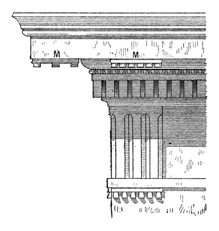 Mutule, in Architecture, vintage engraved illustration. Dictionary of Words and Things - Larive and Fleury - 1895のイラスト素材