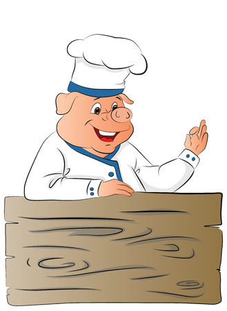 Vector illustration of happy pig chef giving ok gesture.のイラスト素材