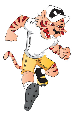 Vector illustration of aggressive tiger mascot running.のイラスト素材