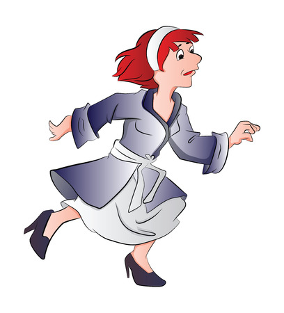Woman Wearing a Robe Runningのイラスト素材