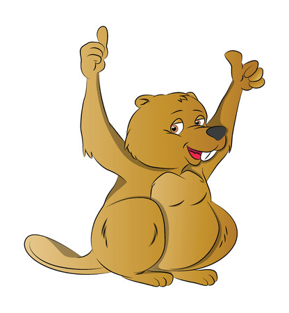 Beaver with Two Thumbs Up, vector illustrationのイラスト素材
