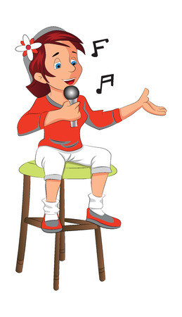 Girl Seated Singing, vector illustrationのイラスト素材