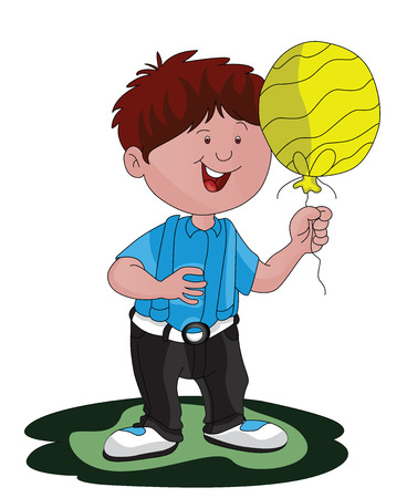Vector illustration of a happy boy holding balloon.のイラスト素材