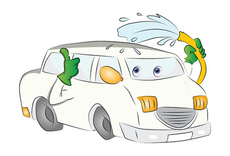 Car Washing Itself, vector illustrationのイラスト素材