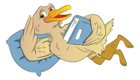 Vector of a wise bird with a book.のイラスト素材