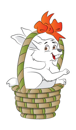Bunny in a Basket, vector illustrationのイラスト素材